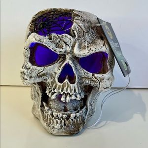 HALLOWEEN LED Scary Skull with purple LED lights NWT 5” X 6” plastic